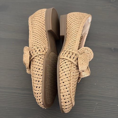 New Charles David Finite Loafers Crochet Raffia Bow Woven Slip On Natural Sz 7.5 - Picture 8 of 11