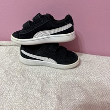 Puma Smash V2 Hook and Loop Sneaker Low Suede Upper Toddler Size 6 Black