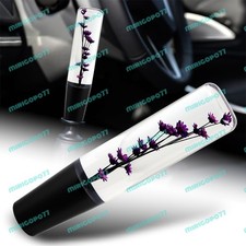 Purple 20cm Clear Real Flowers Manual Gear Stick Shift Knob Lever Shifter Head