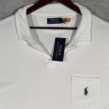 Image of Polo Ralph Lauren Polo Shirt Mens 2XL White Terry Johnny Collar Towelling Pocket