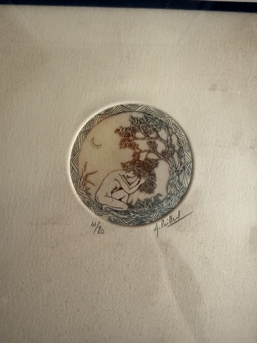 Limitierte Auflage Radierung Akt Frau Mond Kunst - gerahmt, Galerie Ursprung (A23) - Bild 2 von 3