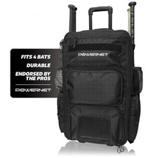 PowerNet Odyssey Softball & Baseball Bag, Rolling Backpack for Medium, Black 