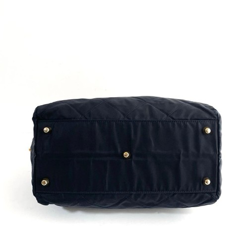 Prada Quilted Nylon Saffiano Leather Mini Bag Dark Navy Chain Strap - Picture 6 of 19