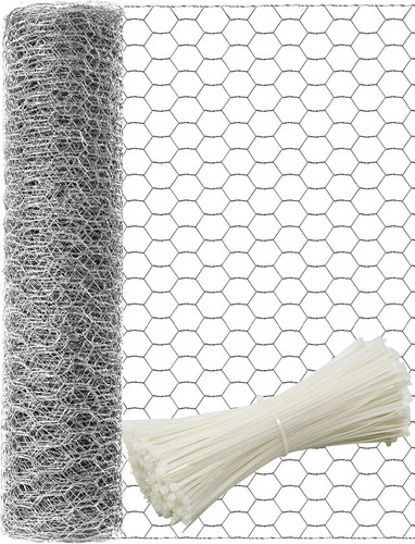 16in x 82ft Chicken Wire, 40cm x 25m Poultry Wire Netting Hexagonal Galvanize...
