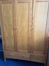 Solid pine Freestanding Wardrobe 3 Door 3 Drawer with Shelves & Hanging Rail