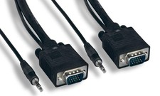 15FT SVGA Cable Monitor UL2919 HD15 with Audio 3.5 Male to Male