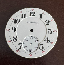 VINTAGE 16 SIZE HAMILTON POCKET WATCH PORCELAIN DOUBLE SUNK DIAL