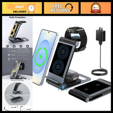 3 in 1 Wireless Charging Station Stand - Fast Wireless Charger for Phones, Smart