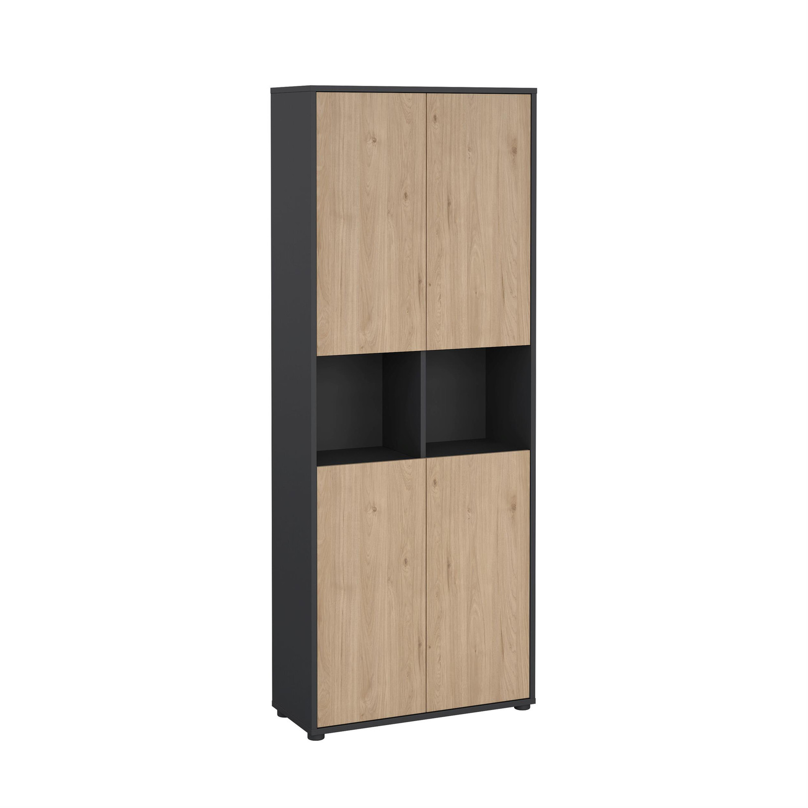 Tvilum Sign 6-Shelf Bookcase with Doors and Open Shelf Stora