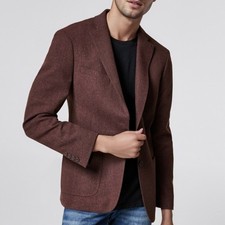 Calvin Klein Mens Sport Coat Mariano Burgundy 38S Wool Textured Quiet Luxury NWT