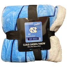 Northwest NCAA Cloud Throw Blanket with Sherpa Back, 60" x 70", UNC Tar Heels
