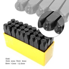 Image of 3mm-12.5mm Letter Punch Sets Alpha Carbon Alloy Steel Punches Craft Tools Kits