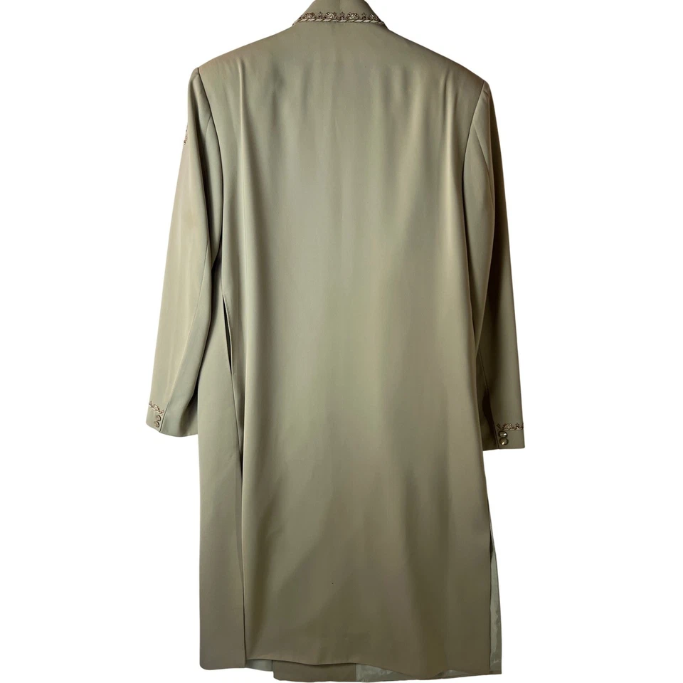 Mens Sage Green Embroidered Sherwani Jacket Long Coat Dressy Formal - Image 2 of 4