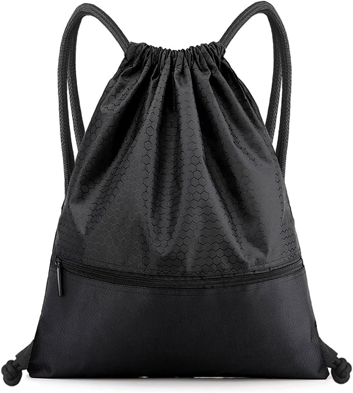 Bolso Mochila con Cordón, Impermeable Saco Trasero con Cordón con Bolsillo con Cremallera, Gimnasio