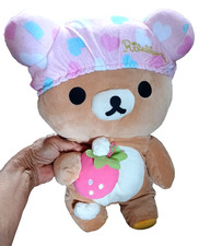 16  San-x Rilakkuma Relax Teddy Bear Embroidered ZIPPER Pouch Pillow Plush Doll
