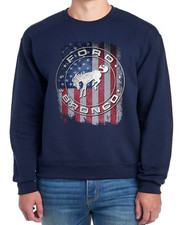 Ford Mustang American Flag Graphic Design Ford Owner Navy Crewneck Sweatshirt