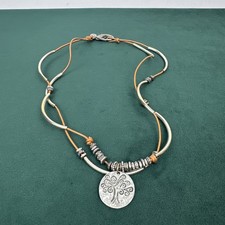 Lizzy James Leather Tree of Life Necklace 18” Handmade USA