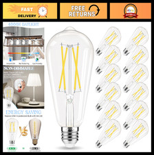 60W Equivalent LED Edison Bulbs, 4000K Daylight White, ST58 Vintage, 12 Pack, No