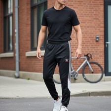 Adidas Track Pants Mens Sz S Black Reflective...
