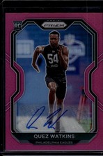 QUEZ WATKINS 2020 Panini Prizm Pink Prizm Rookie AUTO Card #344 b12E. rookie card picture