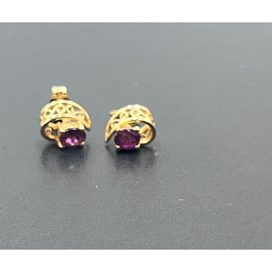 14k Solid Yellow Gold Genuine Oval Ruby Filigree … - image 6