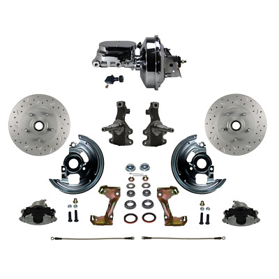 LEED Brakes -FC1003-F605X Power 2'' Drop Spindle Drilled Rotors Plated Calipers