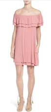 Rebecca Minkoff Dress Women's S Pink ‘Deva’ Tiered Off the Shoulder Dress