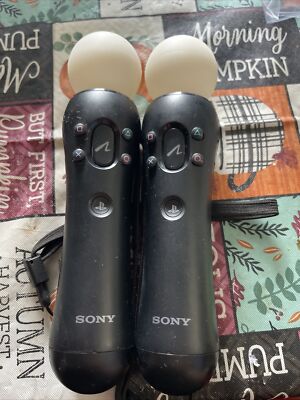 Pair Of Don t PlayStation Move Motion Controllers Black PS4 OEM Not Charged 
