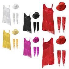 Kids Girls Set Latin Dancewear Dress Outfit Performance Salsa Modern Samba Hat