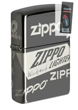 Zippo 49051 360 Degree Laser Engraved Logo Lighter + FLINT PACK