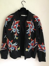 Alice + Olivia Women’s Embroidered Silk Bomber Jacket Felisa Size Small