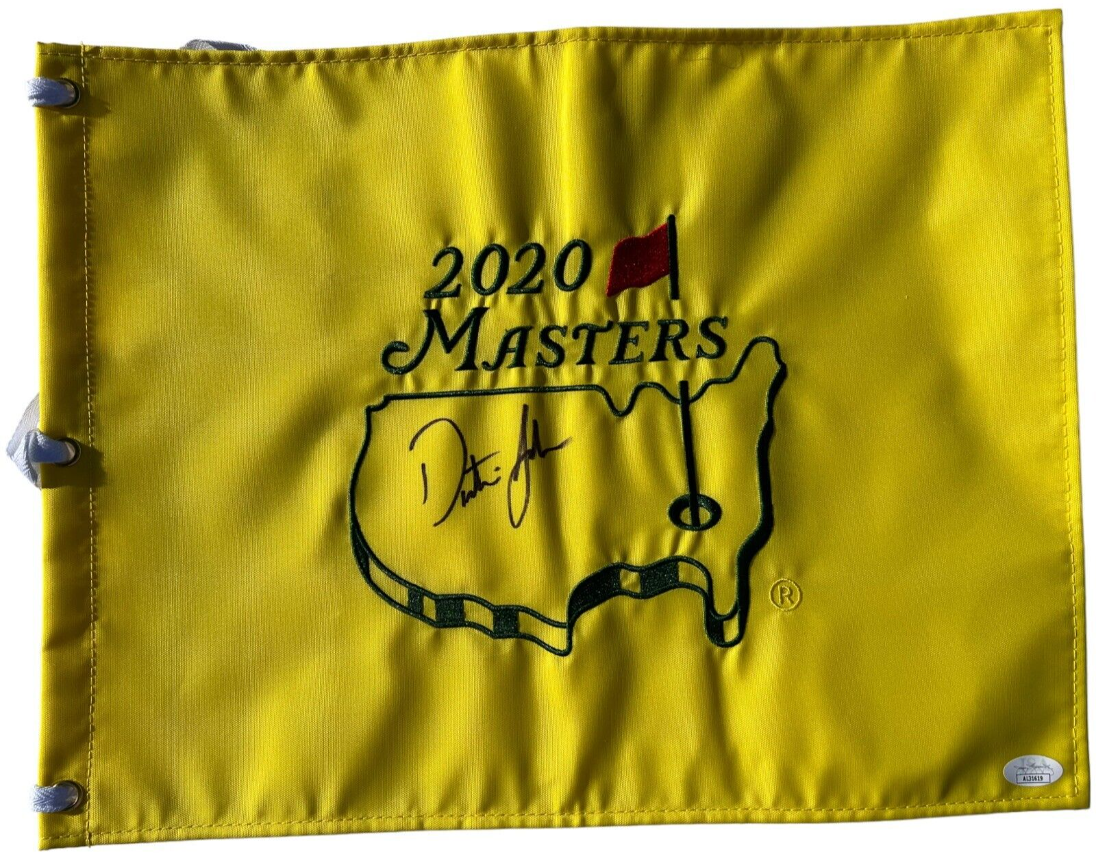 Dustin Johnson Autographed Signed 2020 Masters Flag Golf British Us Open JSA 