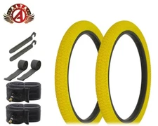 ALTALINE Bicycle 20" x 1.95" Yellow X-PERFORM (2) TIRES, TUBES, STRIPS & LEVERs