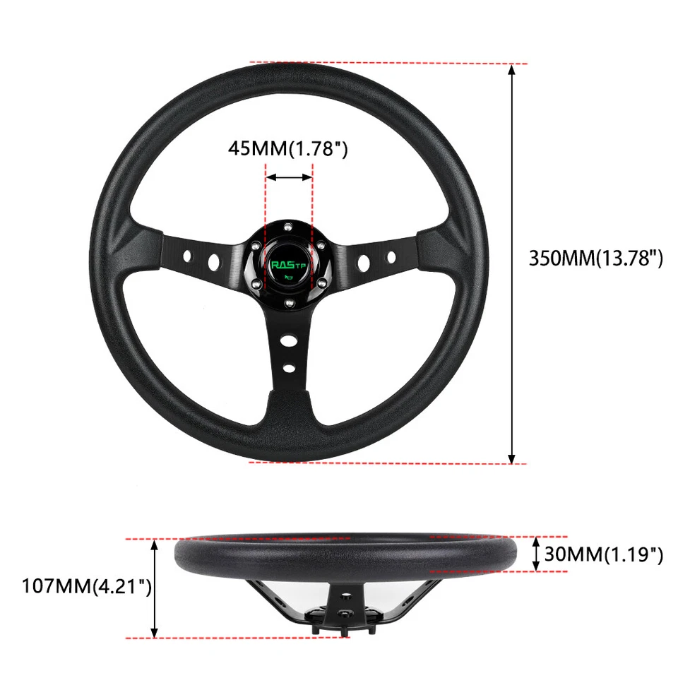 14in Steering Wheel+Quick Release+Hub Adapter 160HFor Mazda Miata RX-7 RX-8 MX-3 Foto 2 de 4
