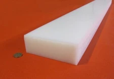 UHMW White Bar, 2.0" Thick x 6.0" Width x 48" Long