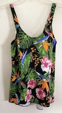 D & Co Beach Women's 6 swim top Hi Low tankini padded Adjustable Strap HAWAIIAN