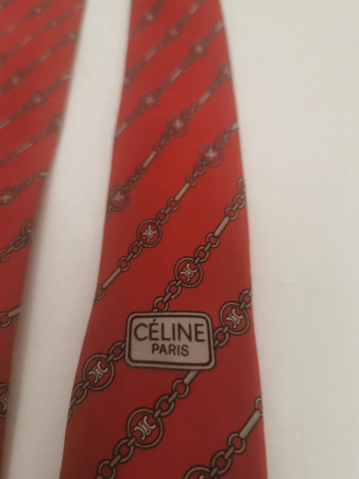 CELINE PARIS 100% SILK TIE CRAVATTA SETA NECKTIE VINTAGE MADE IN ITALY Foto 3 de 4