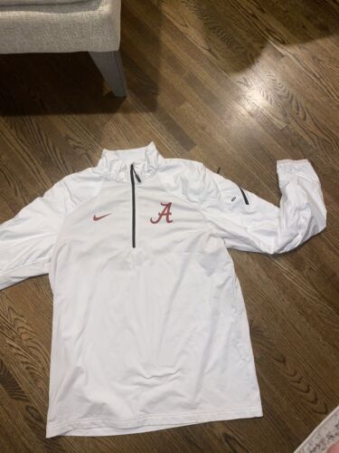 Nike Dri Fit Alabama Crimson Tide 1/4 Zip Jacket Size Large White Player Issued - Afbeelding 1 van 10
