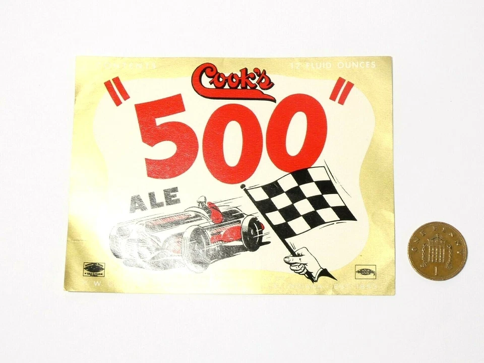 Vintage Original Cook's 500 Ale F.W. Cook, Indiana Bottle Paper Label #R53 - Image 2 of 4