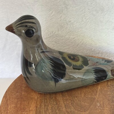 Vintage Tonala Hand Painted Dove Pigeon Mexico Folk Art Pottery 7 