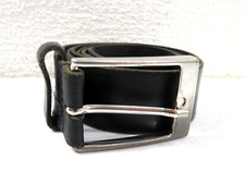 Black Distressed Leather Belt Mens Size 40 Silver Tone Buckle
