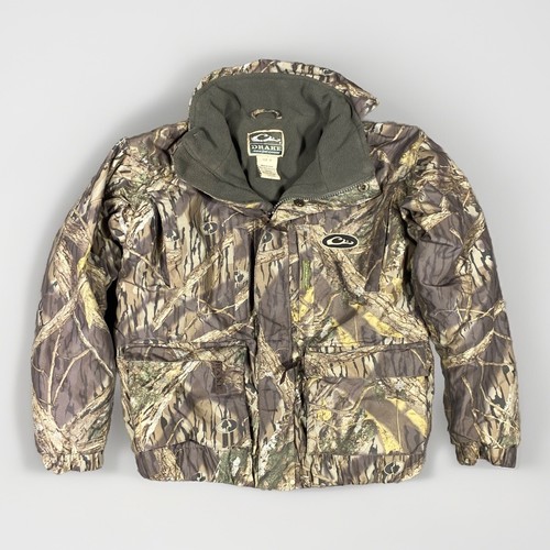 Drake Waterfowl Jacket Boys Size 10 Hunting Camo Mossy Oak Shadow Full Zip Y10
