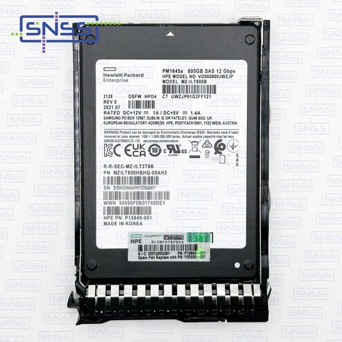 HPE 800GB SAS 12G DS SC MIXED USE MU SSD 3DWPD P19913-B21 P20838-001 EX VAT £232 - Picture 2 of 3