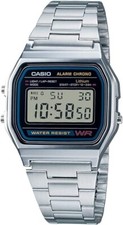 Casio A158w-1DF Digital watch with Stainless steel band, 100% Authentic 
