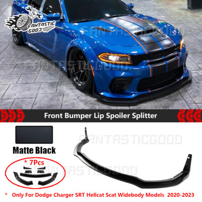 For Dodge Charger SRT Widebody 2020-23 Matte H Style Front Bumper Lip W/ Winglet