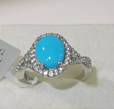 Original Arizona Dornröschen Türkis 2,52ct Gr. N Sterling Silber 925 Ring