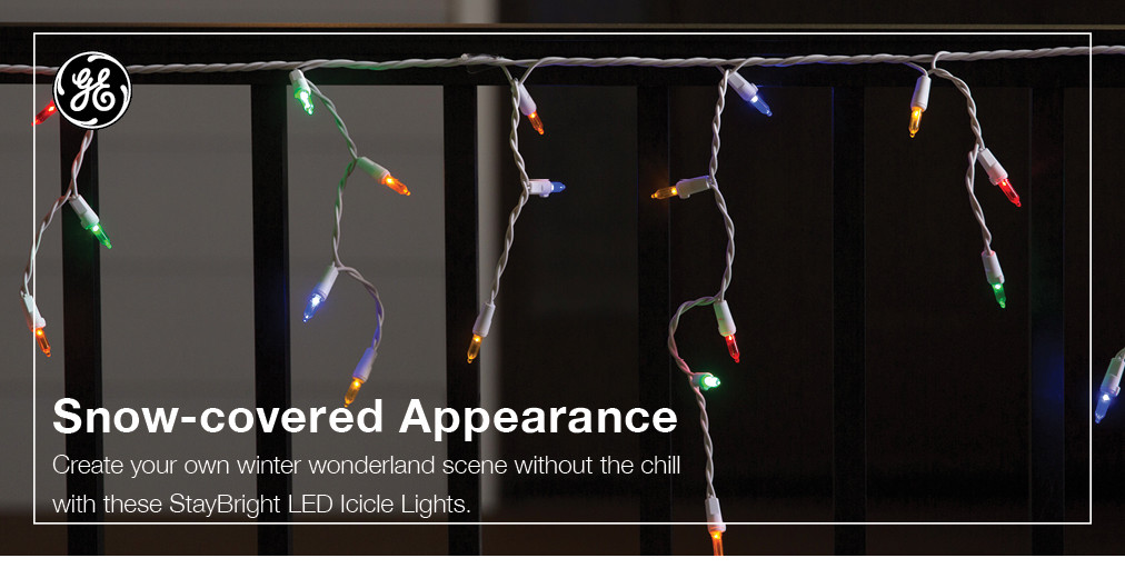 NEW GE StayBright® 150 LED Multicolor Icicle Mini Christmas Lights eBay