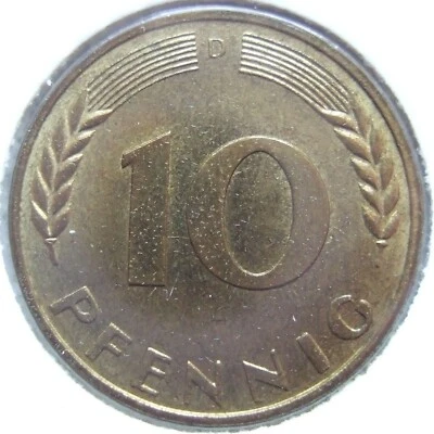 Münze Bundesrepublik Deutschland 10 Pfennig 1968 D in  fast Stempelglanz - Bild 1 von 2