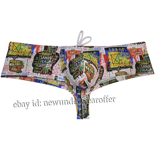 Men's Swimwear Cheeky Boxer Swim Briefs Bikini Brazilian Cut Surf Board Shorts - Picture 55 of 61
