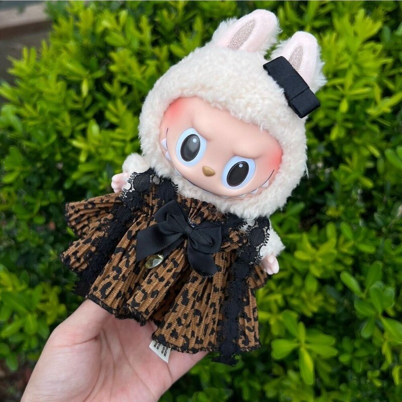 POP MART LABUBU The Monsters Plush DIY Mini Black Leopard Print Skirt ...